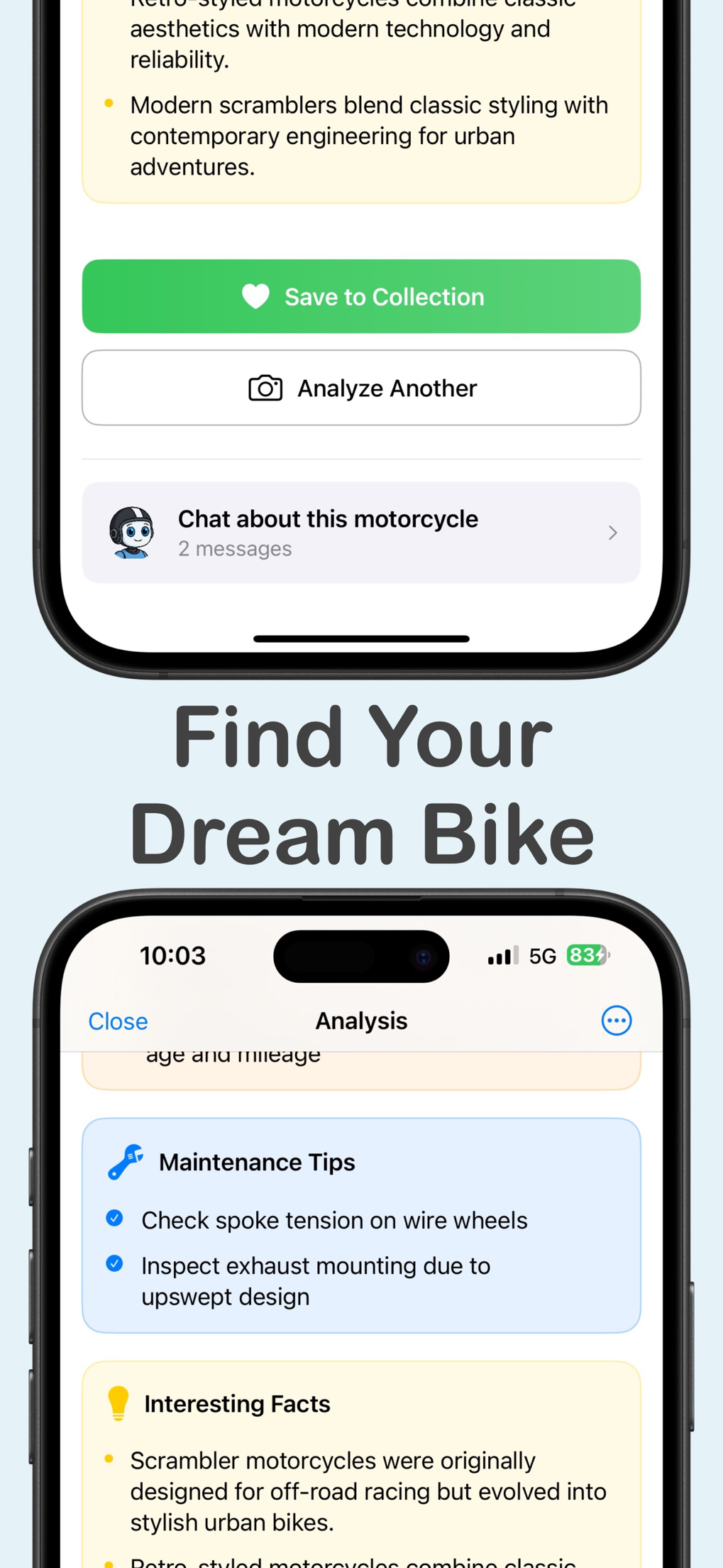 Maintenance tips and interesting facts for the scanned motorcycle